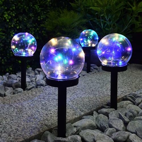 New Solar Powered Stunning Dome Solar Post Light with Rechargeable Battery Colourful Lighting Perfect for Your Outdoor Space for a Colourful Glow at Night Backyard, Garden, Driveway, Lawn Decor -A31