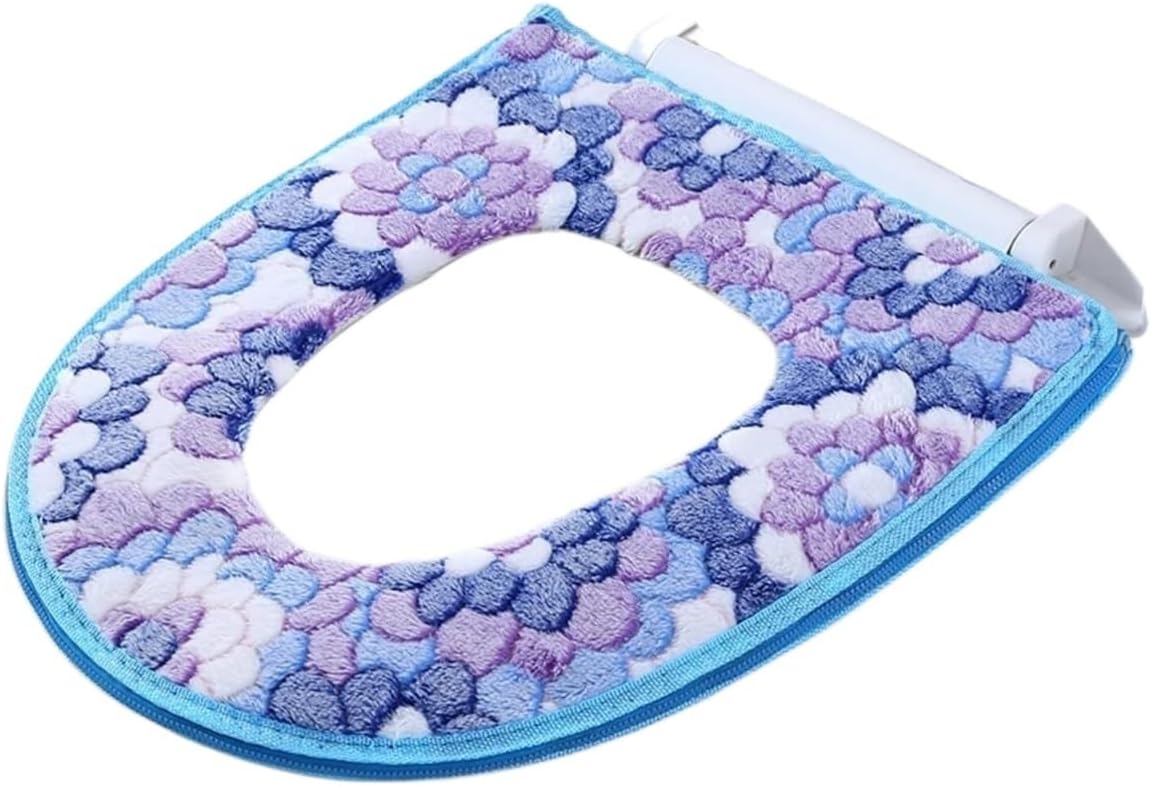 Soft Thicker Warm Plush Toilet Seat Cover with Zipper - Waterproof Home Decoration Bathroom Closestool Mat