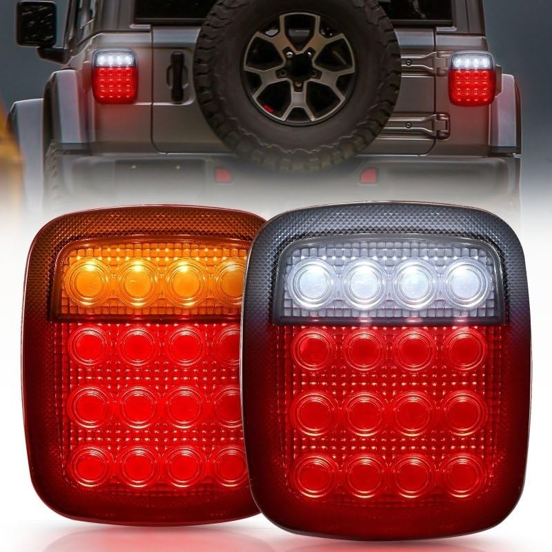 Feux arrière pour Jeep Wrangler CJ TJ YJ kit de 2 pièces rouges avec clignotants intégrés