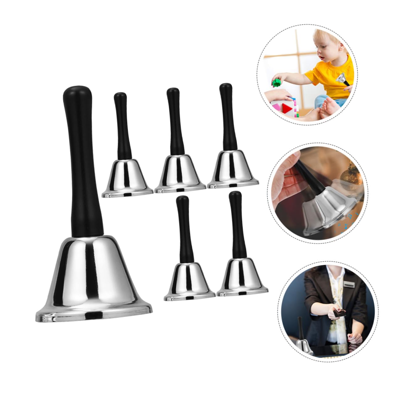 TOPBATHY 6pezzi Campane Natalizie in Metallo Campanelle Portatili da Tavolo per Decorazioni Festa Campane da Festa Suono Nitido per Alberi Porte Finestre
