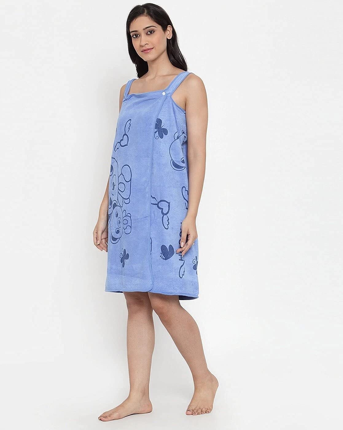 VIDISA Wearable Absorbent Bath Towel Fast Dry Magic Women Beach Spa Bathrobes Bath Skirt Lady Drying, Free Size, Blue