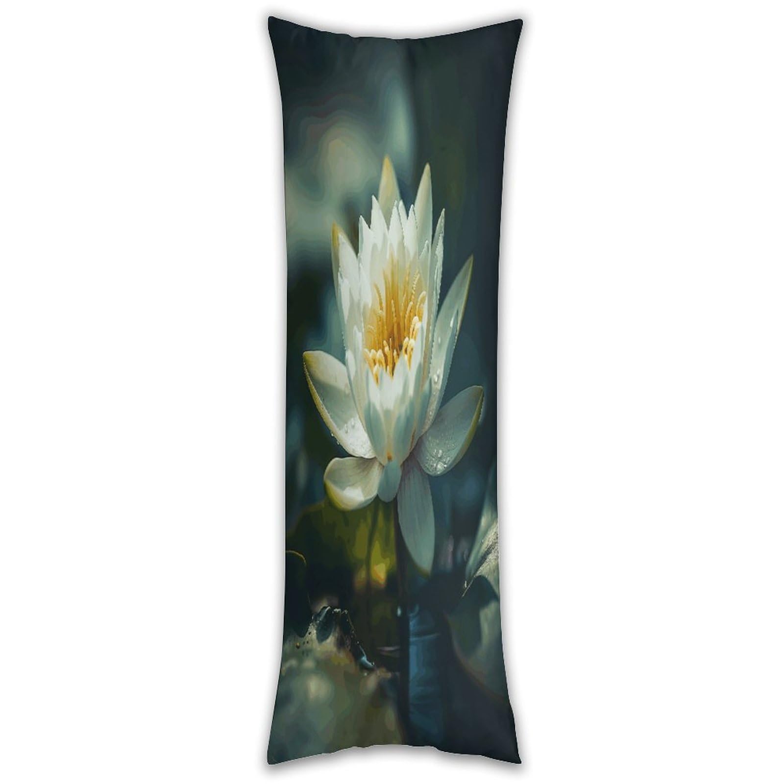 Flowers on Water Pillow Case Breathable Absorb Sweat Long Pillowcover Exquisite Unique Pillow Protector for All Seasons Hot Sleepers Body Pillowcase
