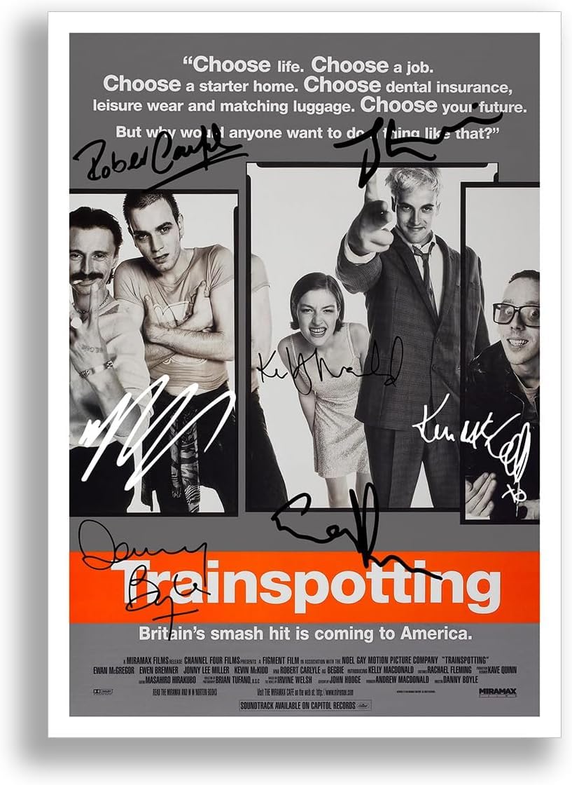 Mounted Gifts Black Trainspotting Cast Signed A4 Poster Photo Print Framed Autograph Gift Movie Film Ewan Mcgregor Ewen Bremner Jonny Lee Miller Robert Carlyle (A3 Poster Only)