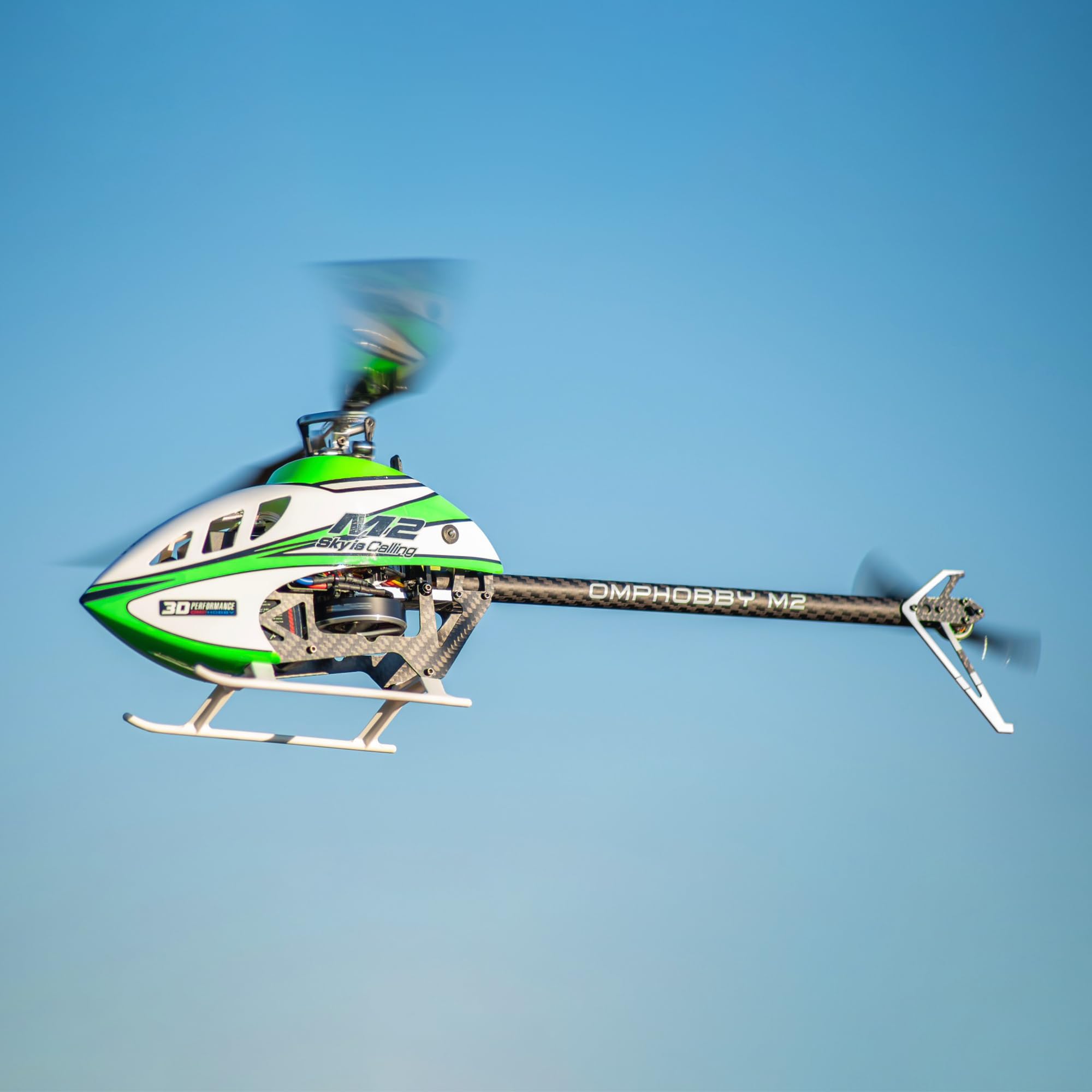 OMPHOBBY M2 V3 Sport BNF Hubschrauber – Hochleistungsfähig mit OFS3+ Flugcontroller, R40X-3 bürstenlosem Motor und ExpressLRS-Empfänger, Professioneller 6-Kanal 3D RC Helikopter für Erwachsene Grun