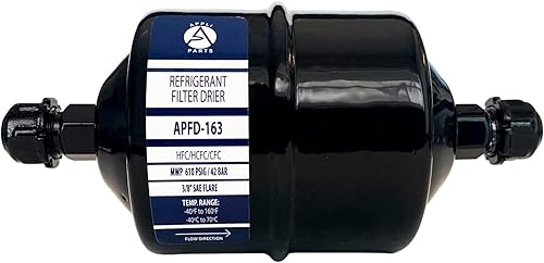 Appli Parts APFD-163 38 in Liquid Line Refrigerant AC Filter Drier hvac Refrigeration 163 SAE Flare connection universal unidirectional 7in long 3in