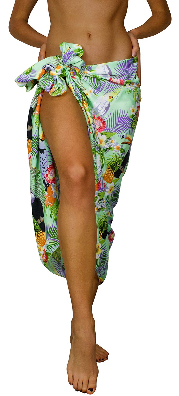 King Kameha Hawaii Sarong Pareo Beach Wickel Damen Funky Casual Bikini Cover Up Strandkleid Badeanzug Papagei Kakadu Print