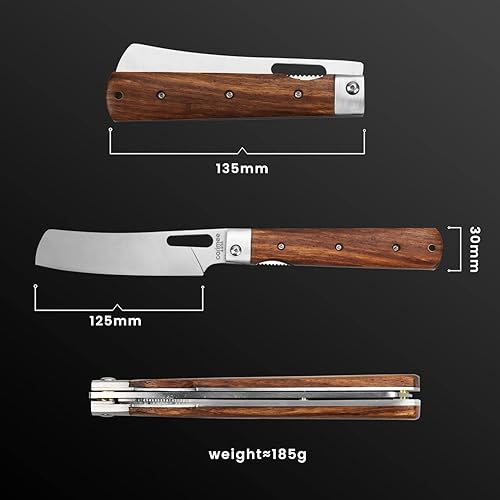 Miniatura 3 de Cuchillo de chef plegable, cuchillo de cocina, mango de palisandro natural, cuchillos de chef japonés portátiles para exteriores para camping,