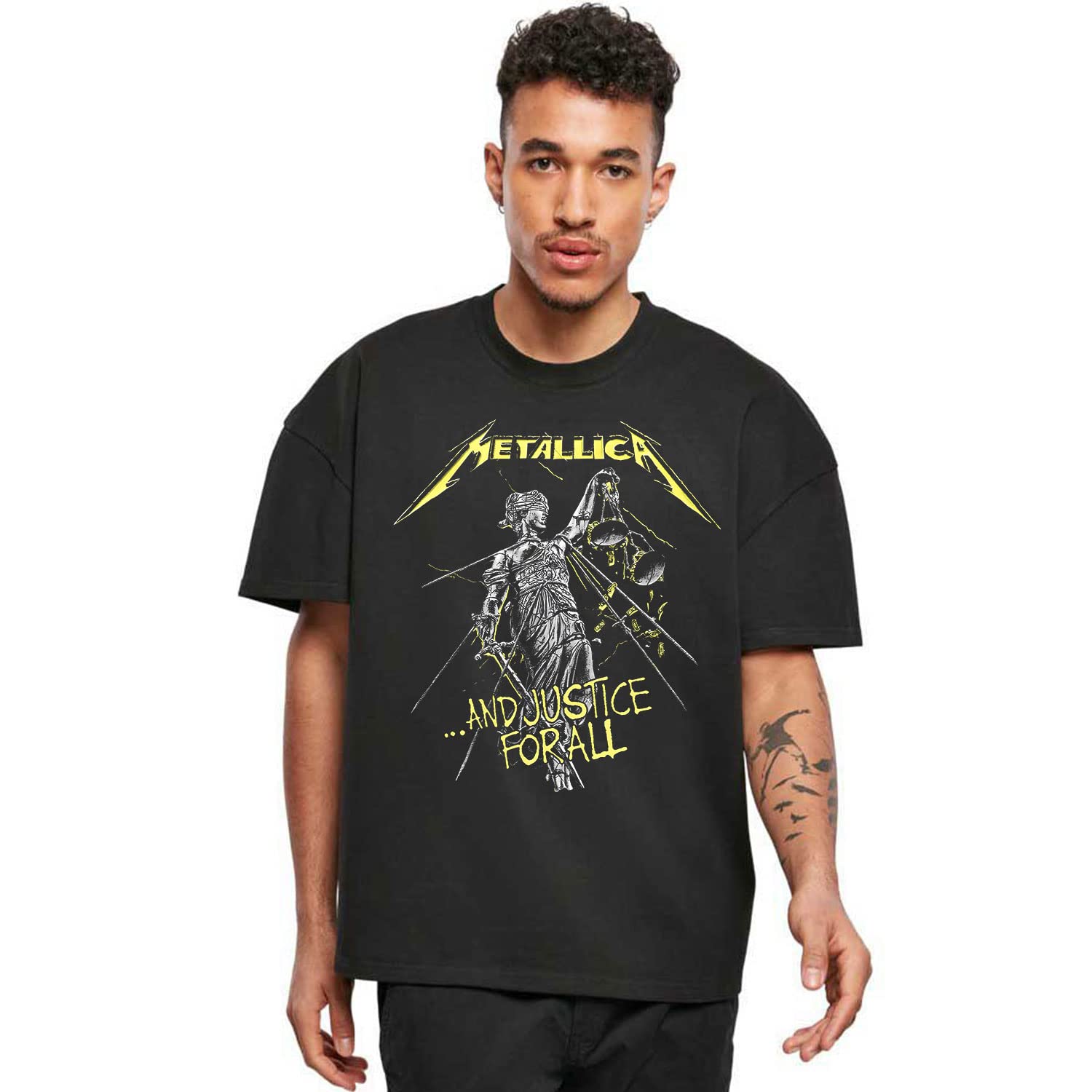 kadakmerch Oversized T-Shirt | Metallica - and Justice for All | 100% Super Soft Cotton | Round Neck Funny Cute Sarcasm Dark Humor Half Sleeve Unisex-picture-32
