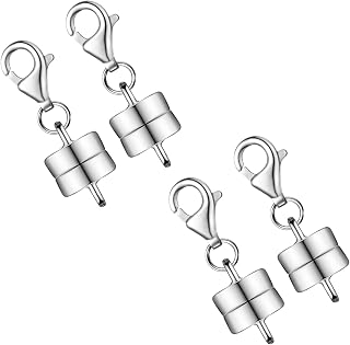 925 Sterling Silver Magnetic Necklace Clasps and Closures Magnetic Jewelry Clasp Connector Chain Extender Locking Magnetic Converters Jewelry Making Supplies for Necklace Bracelet Craft(Silver)