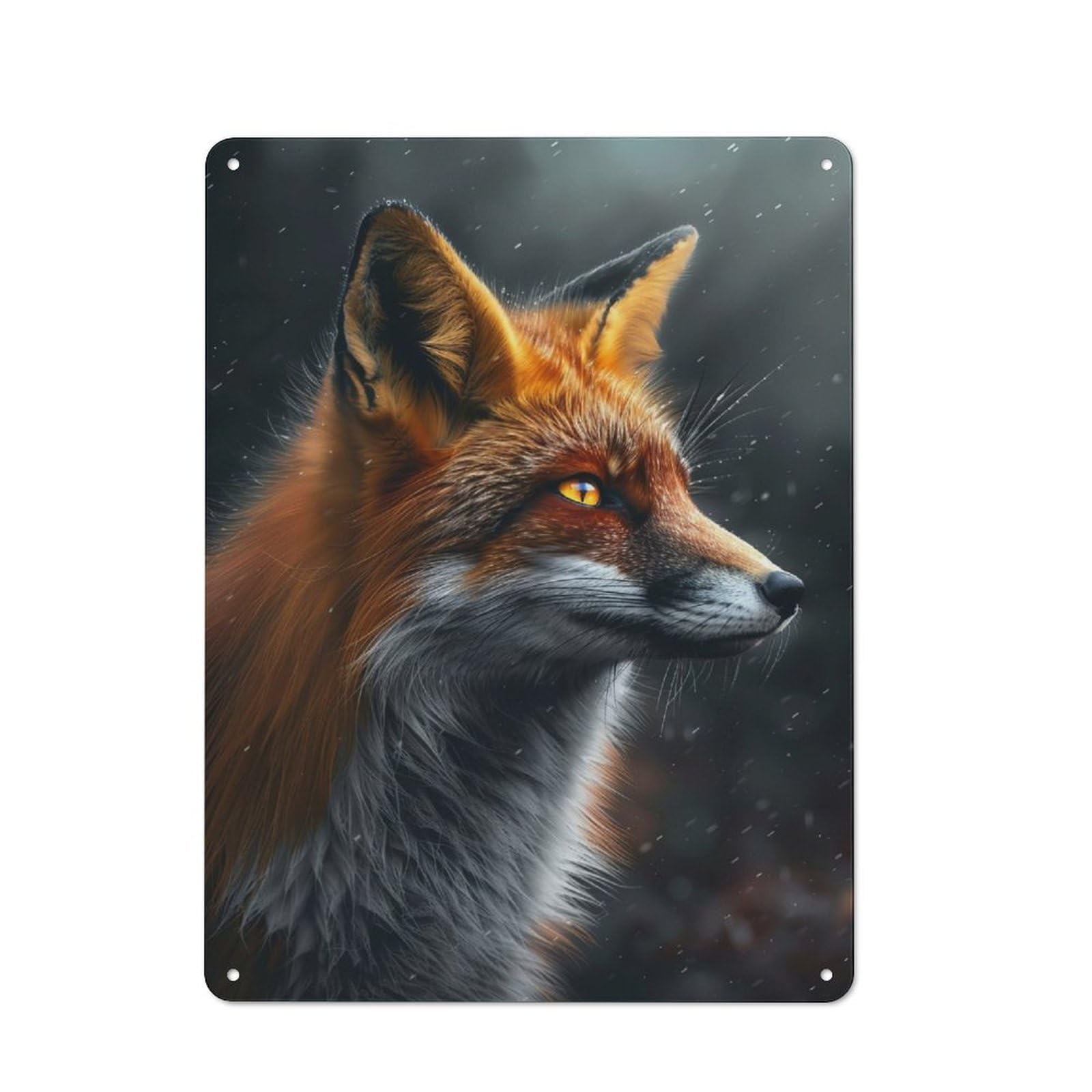 Junmoney Fox With Yellow Eyes For Garden Room Or Summerhouse, Retro Tin Sign 40X30cm, Suited To Wall Displays In Garden Rooms And Summerhouses