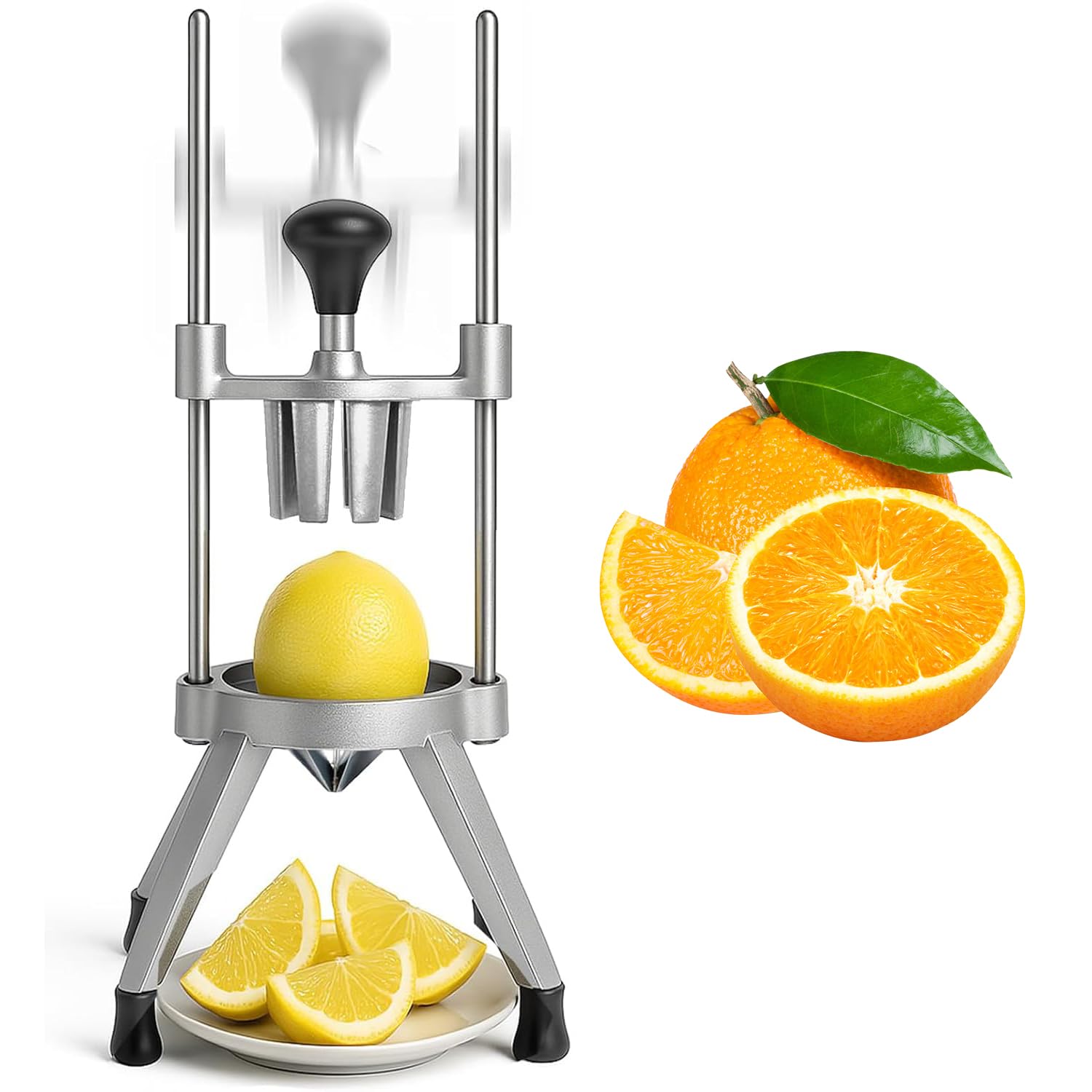 Cortador comercial de limón y lima, cortador de frutas de 6/8 cuña con hoja de acero inoxidable, herramienta de barra fácil de limpiar para decorar cócteles