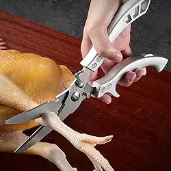 Tesoura de cozinha de aço inoxidável resistente – tesouras profissionais de cozinha e aves, ideal para ossos, peru, carne, peixe e legumes, 1 pacote