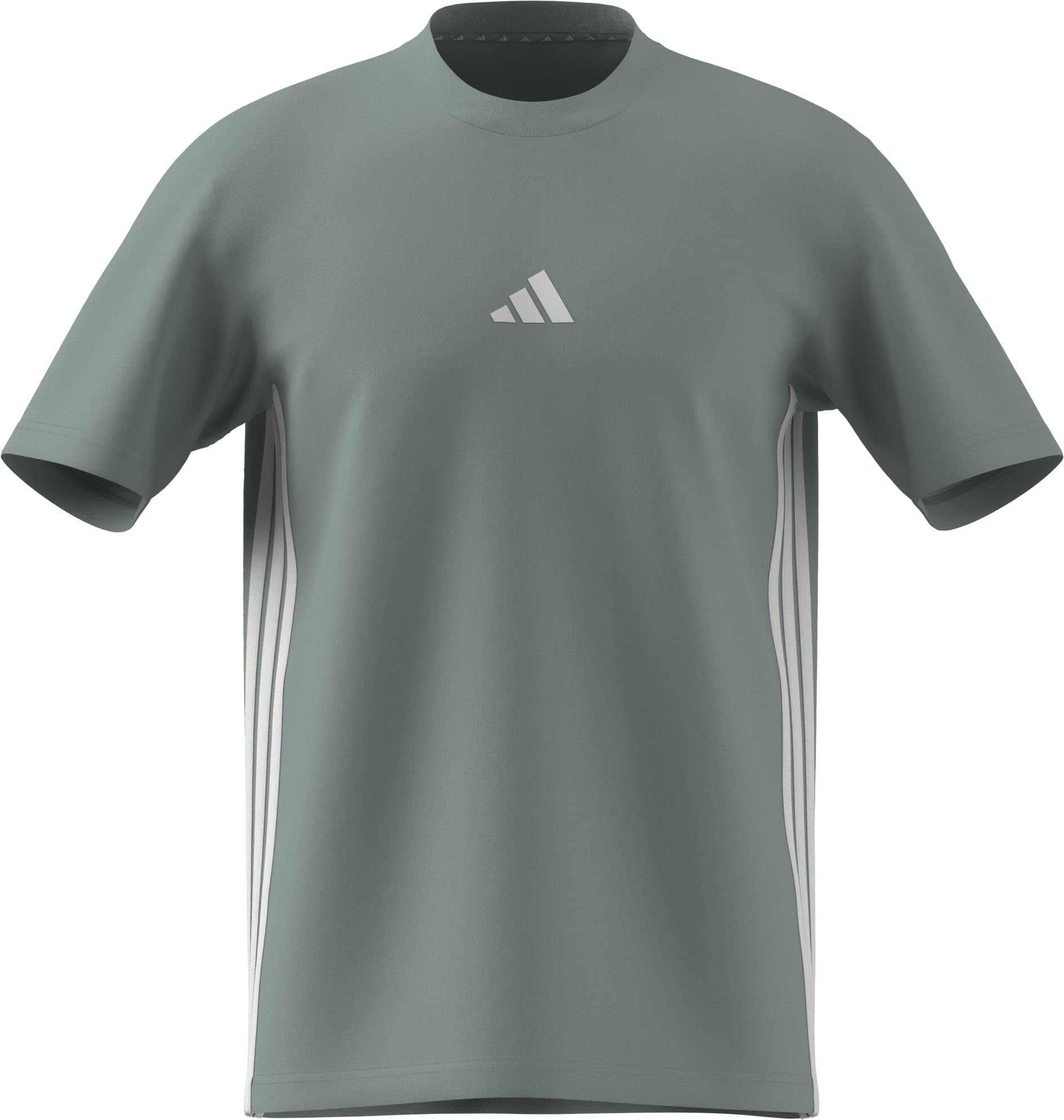 adidas Men's Essential Three Stripes Single Jersey TEE, Wonder Sage/White, XXL