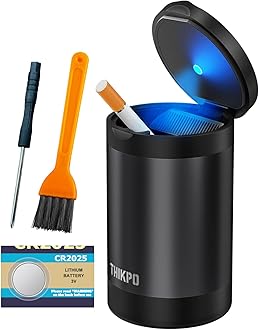 THIKPO Car Ashtray with Lid, Portable Ashtray for Car, Mini Car Trash Can, De...
