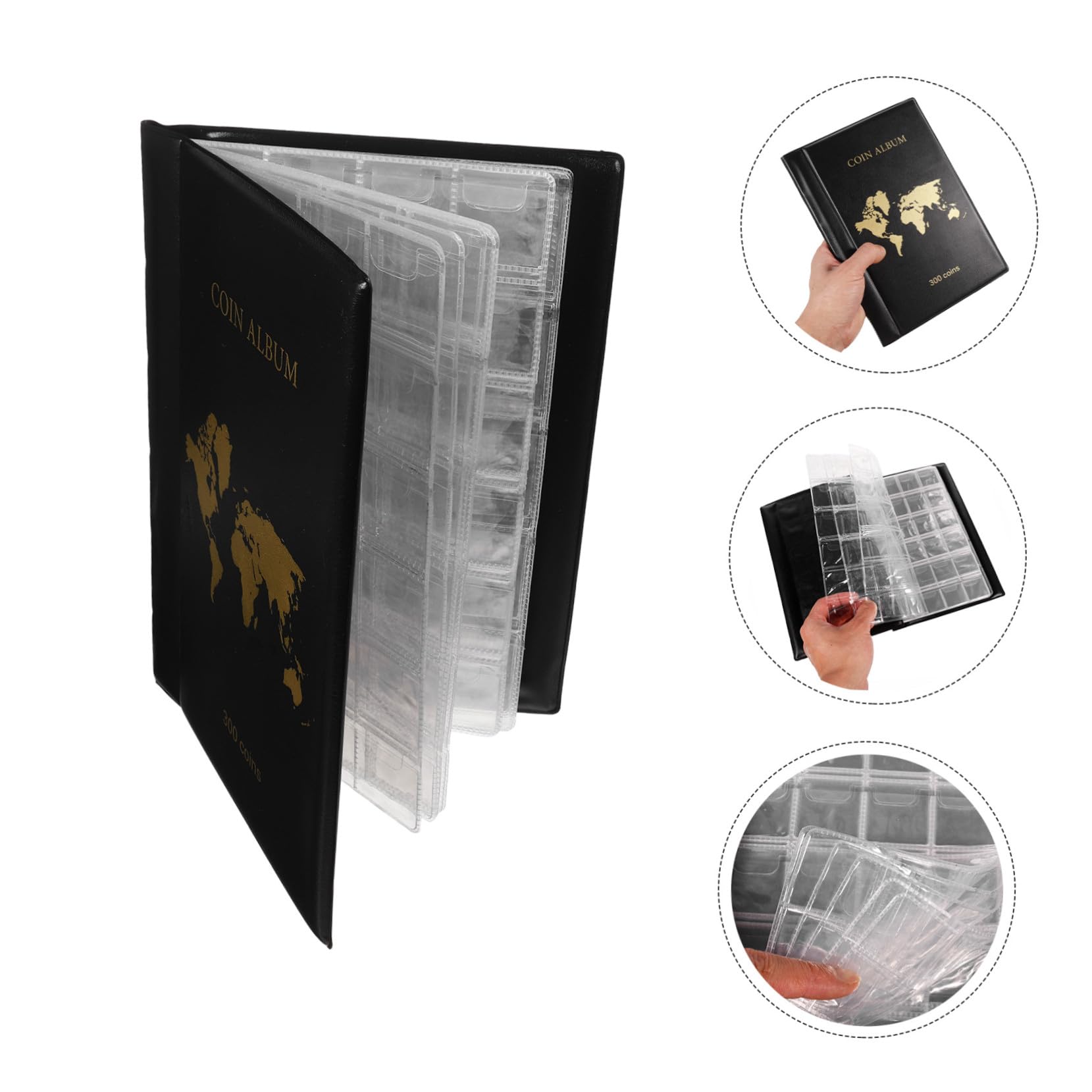 iplusmile Álbum de Monedas con Transparentes para Coleccionistas Gran Capacidad Funda para Monedas Antiguas Organizador Elegante