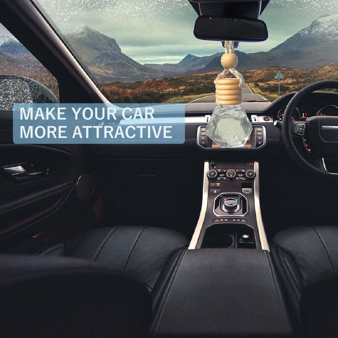Hanging Car Air Freshener |Car Perfume with Essential Oils|Car Accessories Interior|Glass Bottle Car Diffuser with Wooden Lid|Long Lasting Car Fragrance (Lavender + Badha Delight)