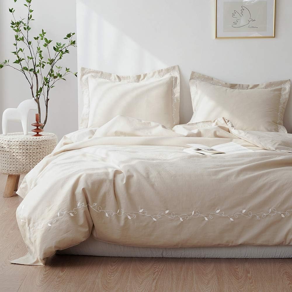 BISELINA French Linen Duvet Cover Set 2pcs with Hidden Zipper Closure Natural Flax Cotton Blend Solid Color Soft Breathable Luxury Farmhouse Bedding - Twin Size, Dark Grey