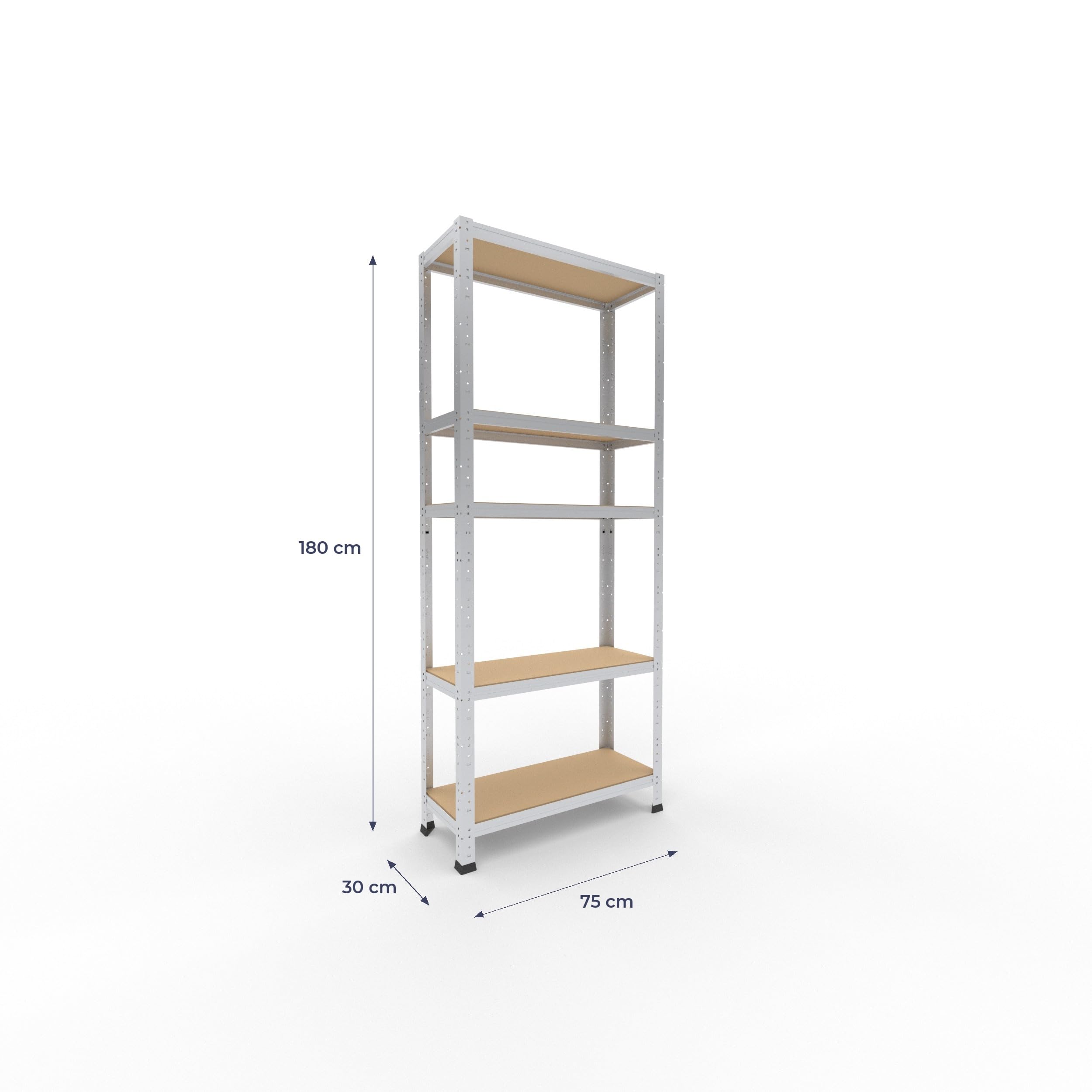 shelfplaza Home 180x75x30 cm Estantería Pesada en galvanizada con 5 baldas y 175 kg de Capacidad de Carga por balda