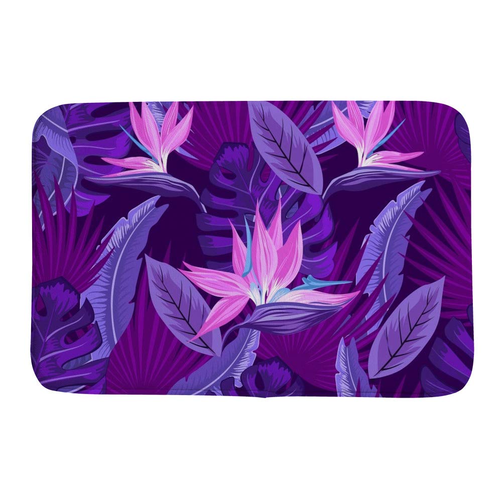 Tapis de bain sécurisé antidérapant motif feuillage tropical