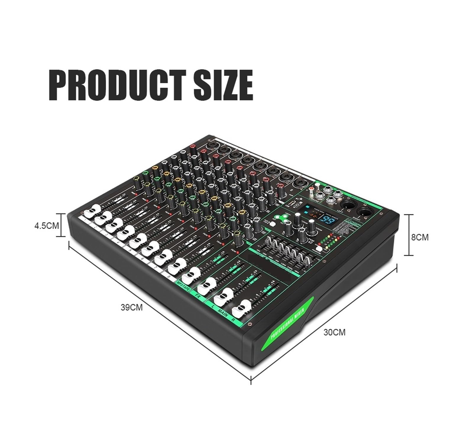 Audiomixer, 8 kanäle Audio Mixer Sound Tisch Professionelle DJ Mischpult 99 DSP Effekte 48V Phantom Power for Sta Studio für Studio-Karaoke