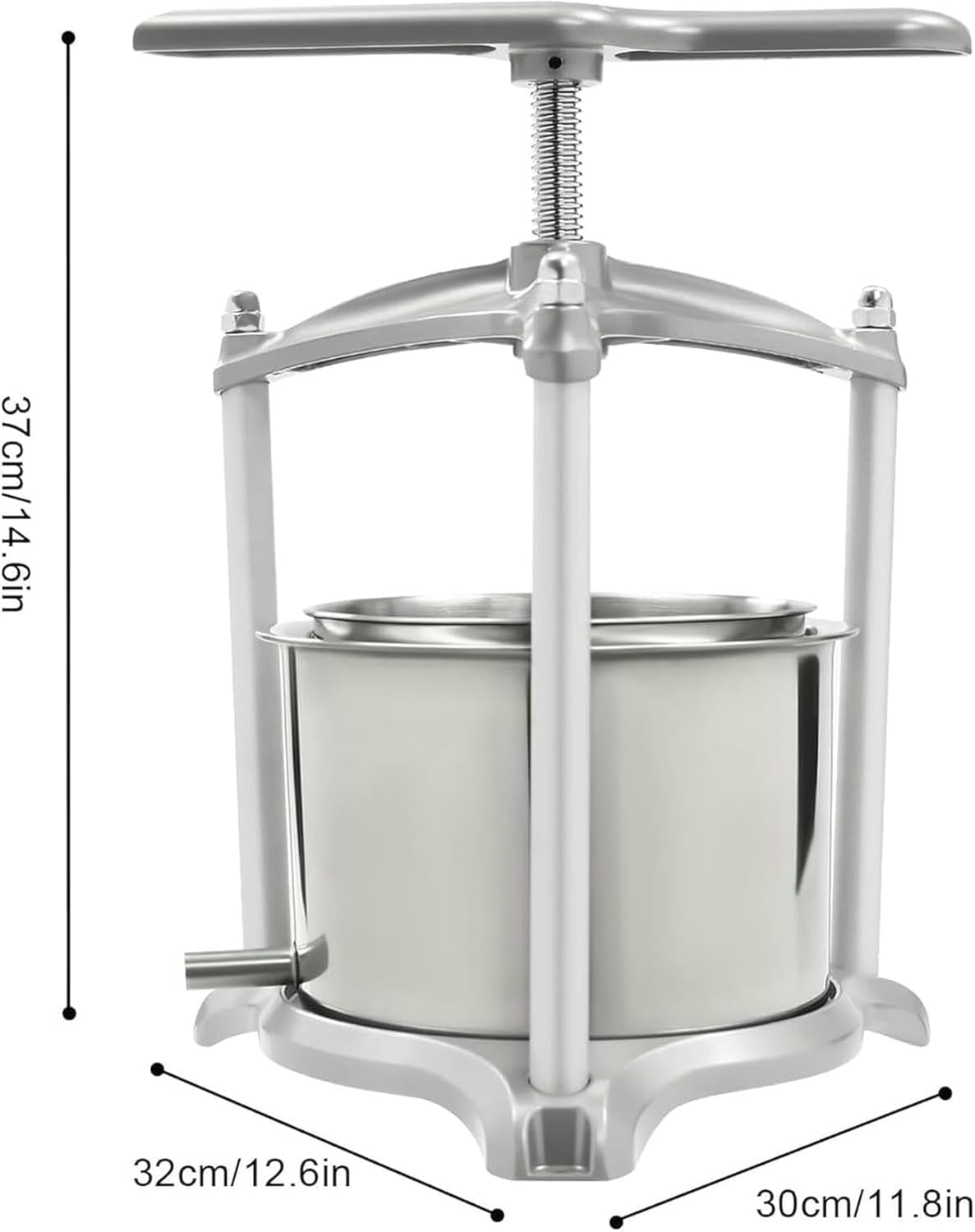 Fruit Wine Press 3L/6L Manual Wine Press Fruit Cider Grinder Double Barrels Stainless Steel, with T-Handle, for Cider, Cheese, Herbs and Vegetables~/
