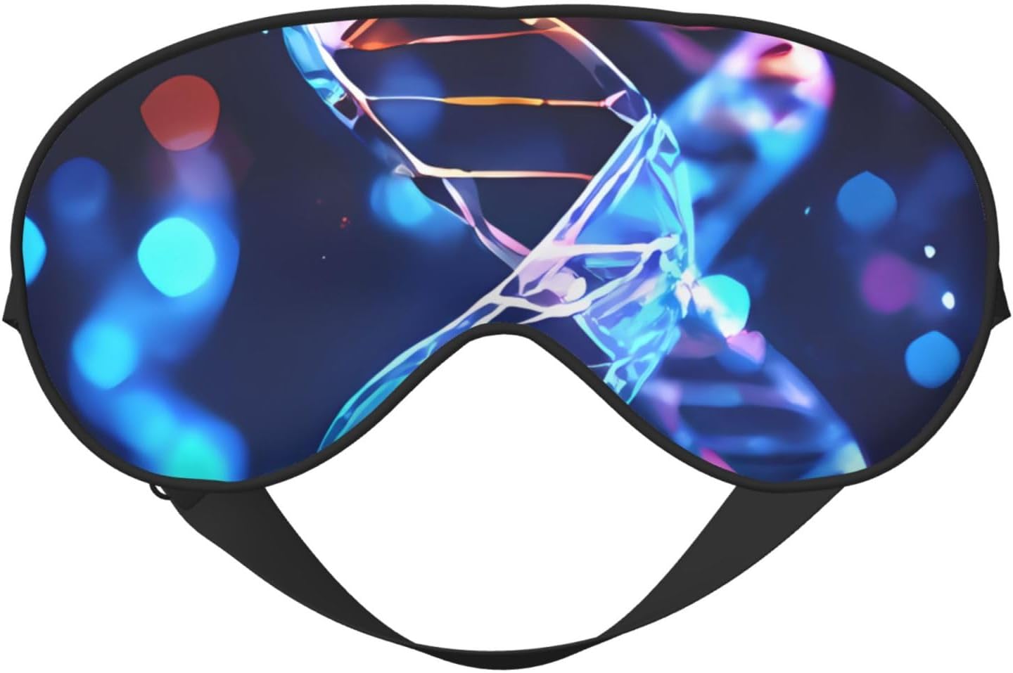 DNA Genetic Helix Double-Sided Silk Sleep Mask, Adjustable Light Blocking Eye Mask for Travel, Men & Women, Soft Comfortable Blindfold 20x10cm