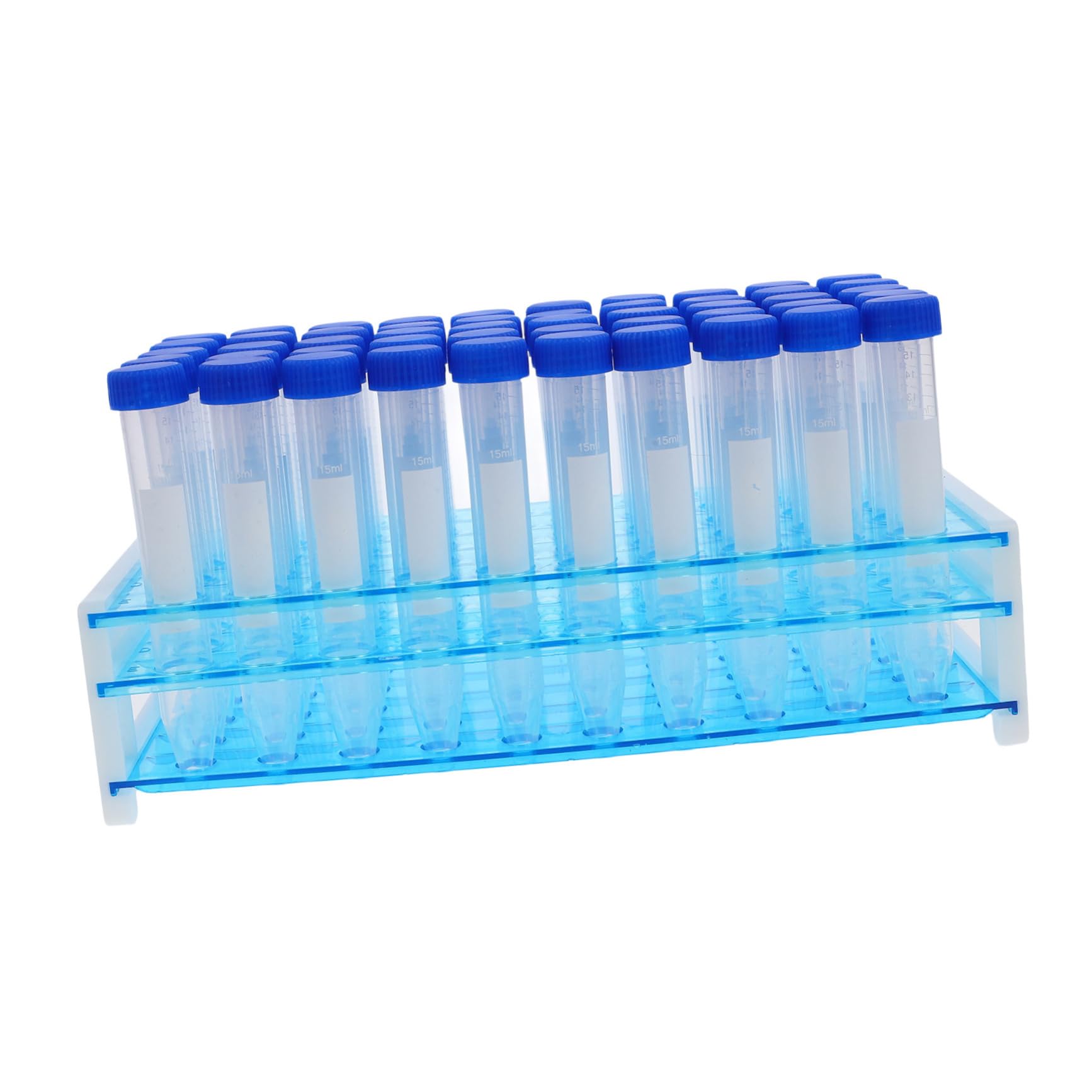 Baluue 100 Piezas Tubo centrífugo tubos con tapones de rosca equipo de instrumentos tubo de ensayo de 15ml tubos de ensayo de centrífuga de plástico Gradilla el plastico