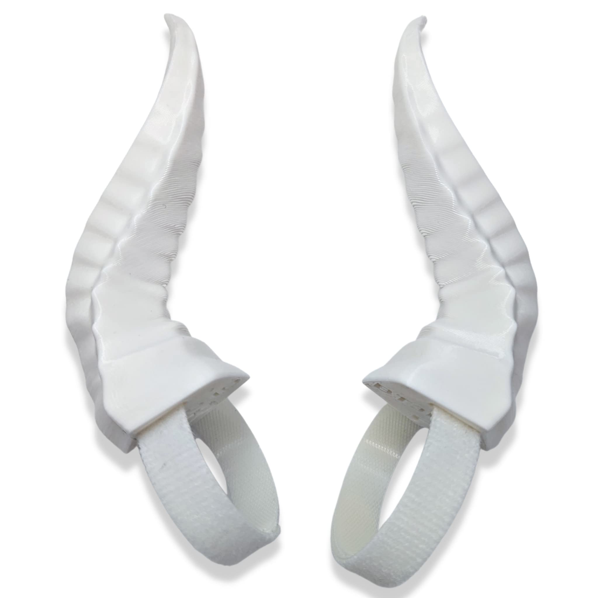 BeamTeam3D Spiky Devil Horns for Headphones - Demon Headphone Attachment in Various Colors with Self Fastener - Cosplay Devil Ears for Gamers and Streamers (Set of 2) (White) - White