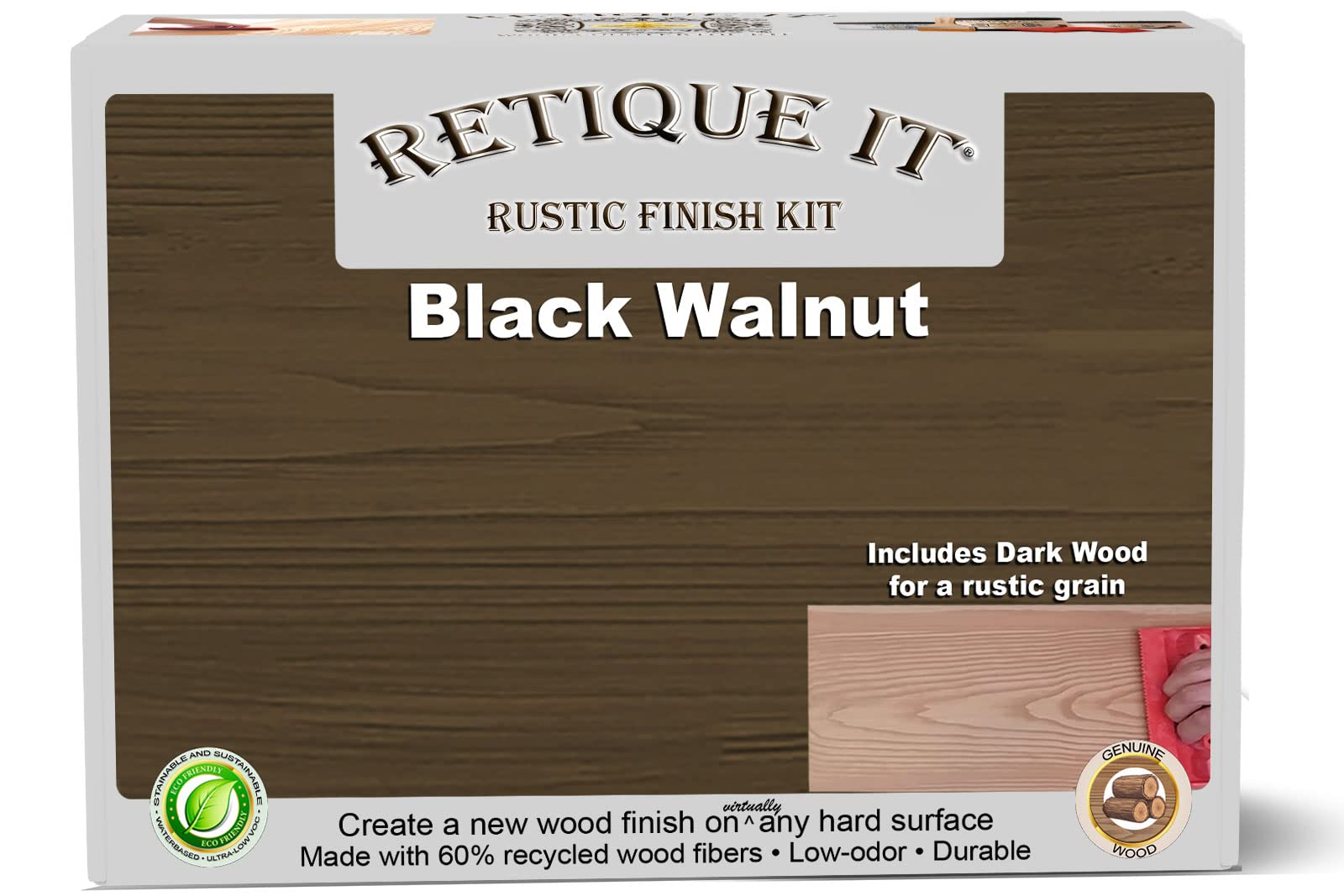 Retique It Gel Stain Liquid Wood Kits Real Paintable Wood. Great Companion to Chalk Finish Paint, Milk Paint, Furniture Paint. (1x Reg (50 sq ft), Rustic Finish)