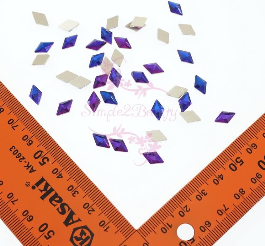 100pcs/lot Flatback Rhombus Shape Blue Purple Light Color Glass Rhinestones Salon Acrylic Nail Art Manicure Jewelry Crafts Decor