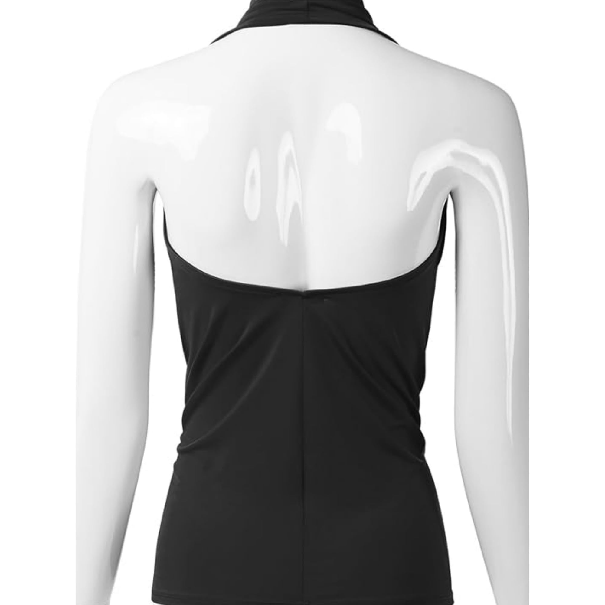 Conjunto De Camiseta Sin Mangas Fruncido con Cuello Vuelto Y Cuello Halter De Talla Grande