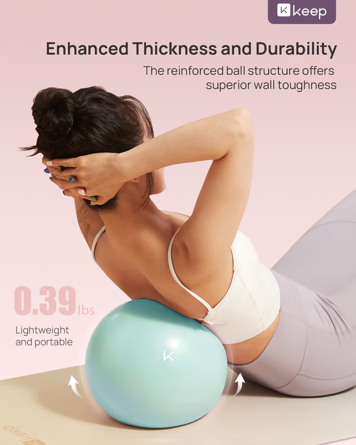 KEEP Pelota de ejercicio pequeña para pilates, antiexplosión, bola de yoga gruesa con bomba para terapia física, fitness, entrenamiento y fuerza central