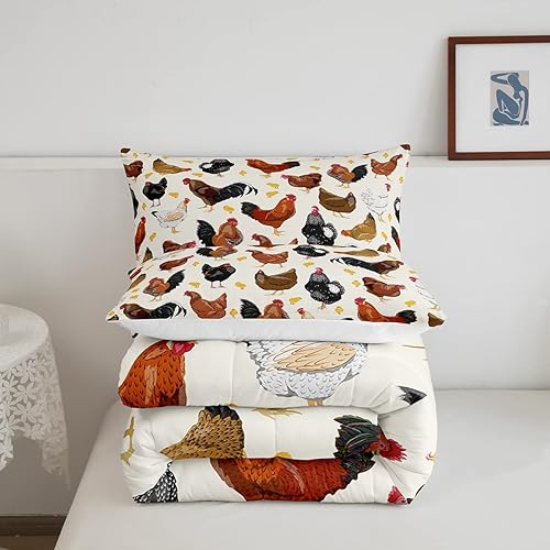 Miniatura 5 de Juego de edredón de pollo con bonito diseño de pollo para niños y niñas, juego de ropa de cama con temática de animales en 3D, decoración de