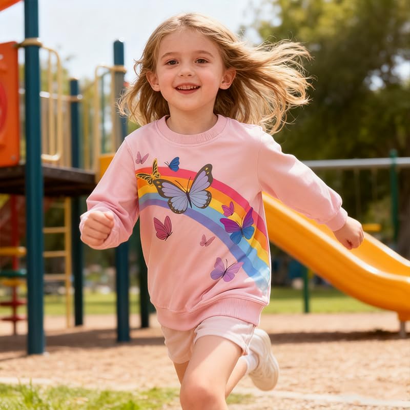 Image of Girls Cotton Crewneck Sweatshirt Size 2-10 Years Toddler Girls Kid Graphic Shirts