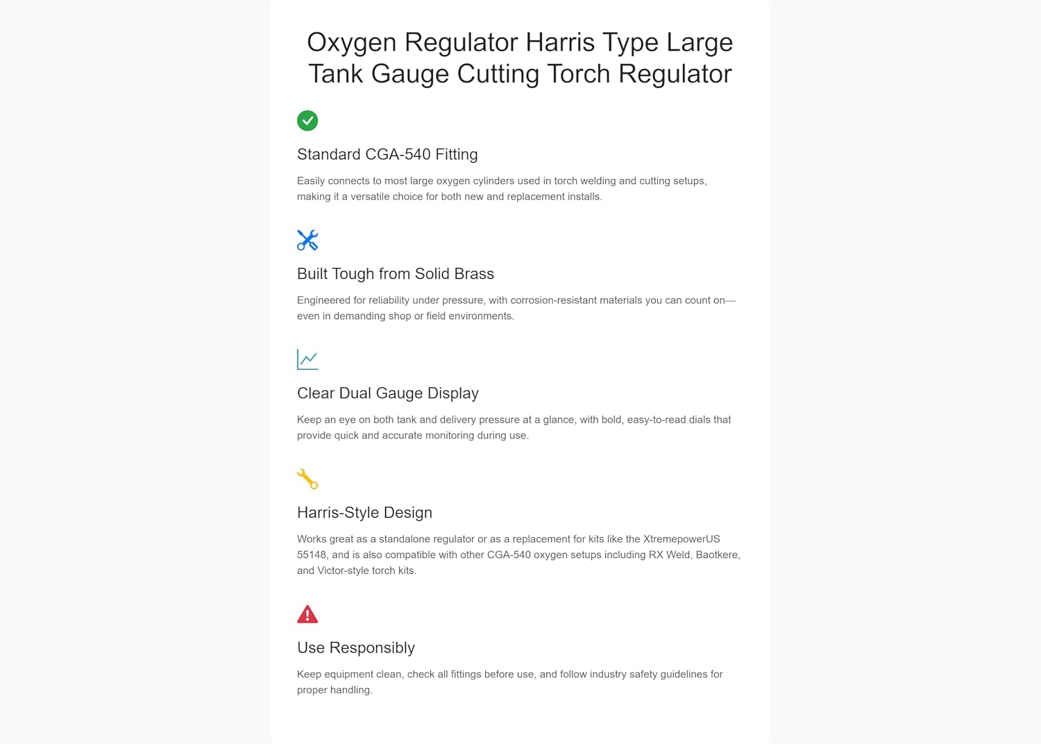 Oxygen Regulator Harris Type Large Tank Gauge Cutting Torch Regulator