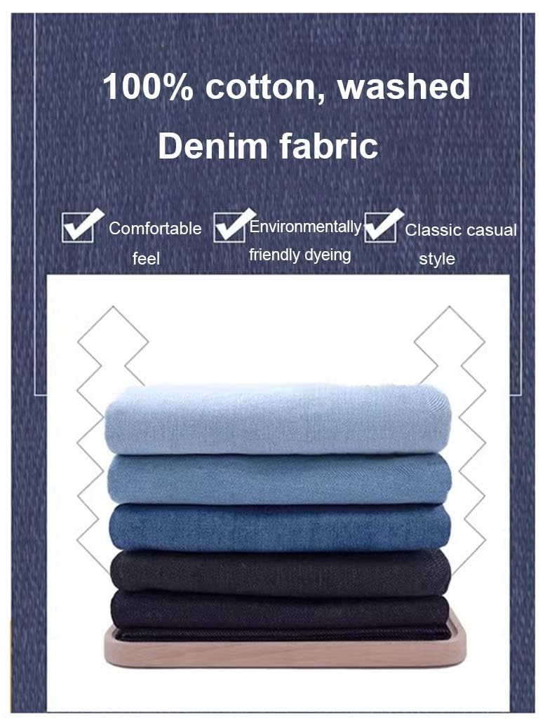 Tela Vaquera Lavada por Metro 150cm de Ancho Algodón Tela de Vestir Ligera para Ropa, Costura De Manualidades, No Elástica(Dark grey,1.5X3M/4.92X9.84ft)