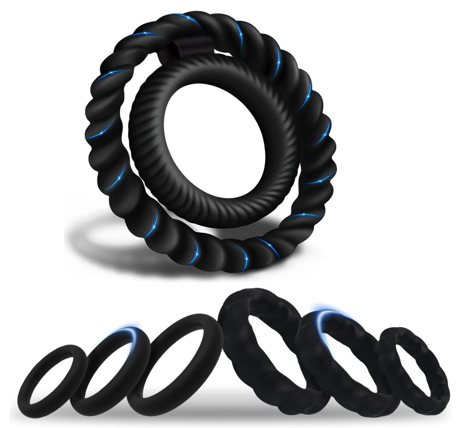 Set of 7 Double Rings with Adjustable Sizes WC00056