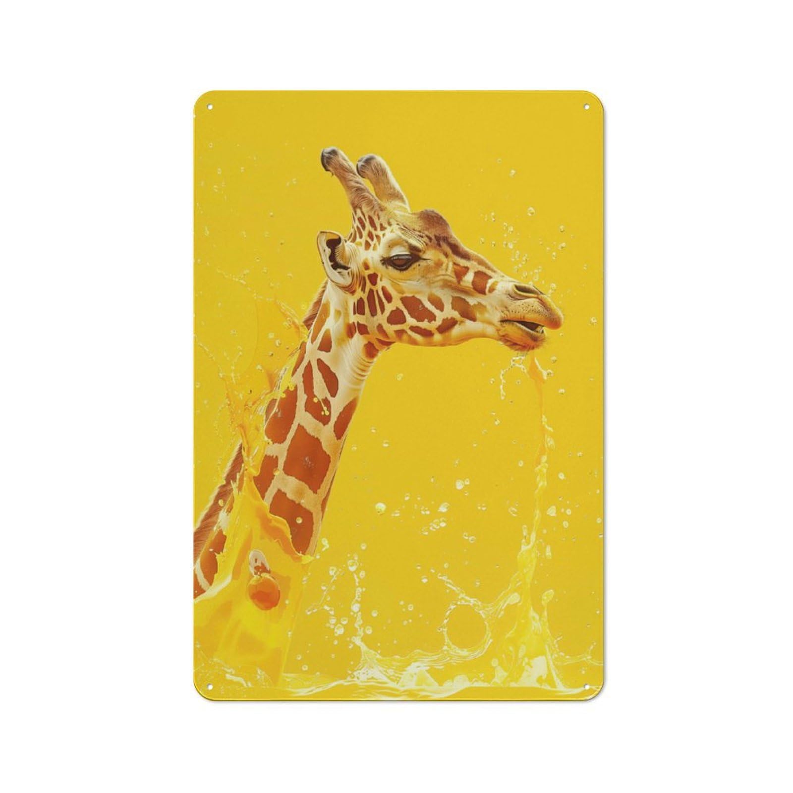 Junmoney Style-3 Giraffe Orange Juice Yellow Vintage Metal Sign 30X20cm, Retro Classic Pub Decor For Cafe, Pub, Workshop Or Home Bar