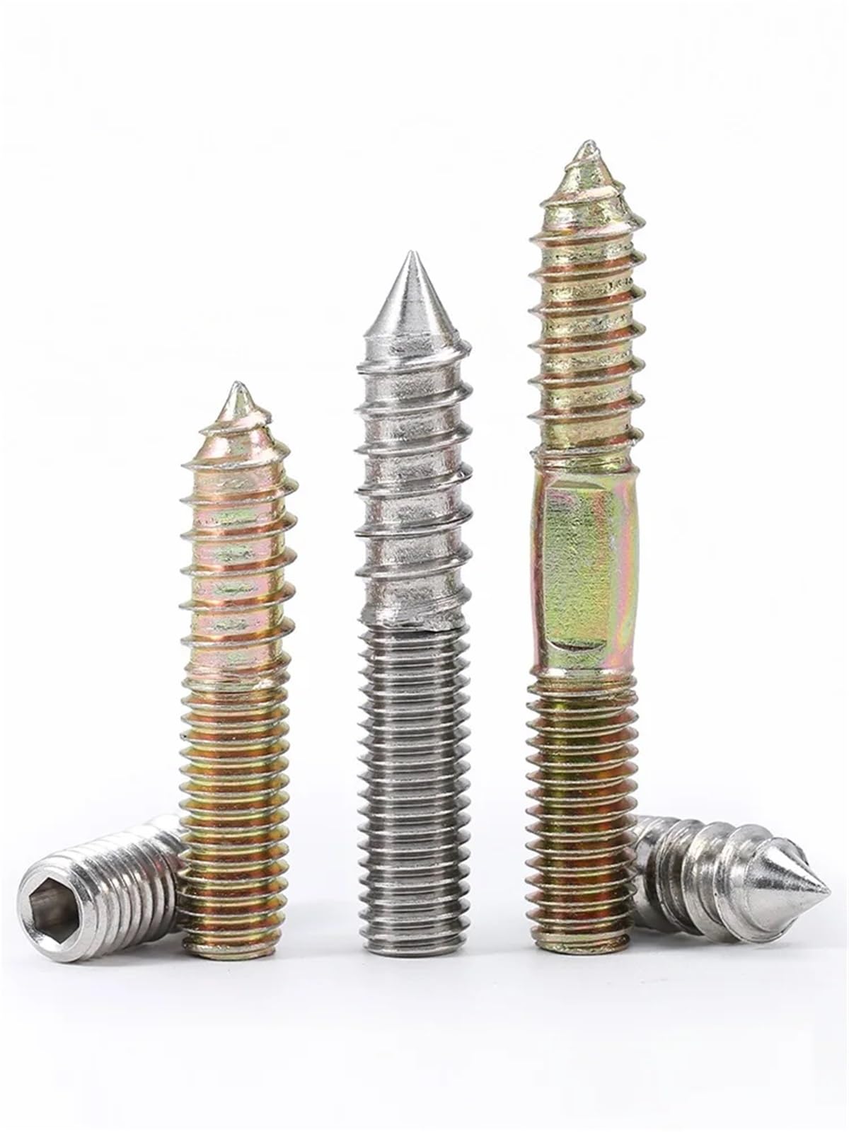 Tornillos autorroscantes de doble extremo M4-M6 de 30-40 mm, chapados en plata y zinc, paquete de 30 piezas chapadas en zinc, 30 MM-M6