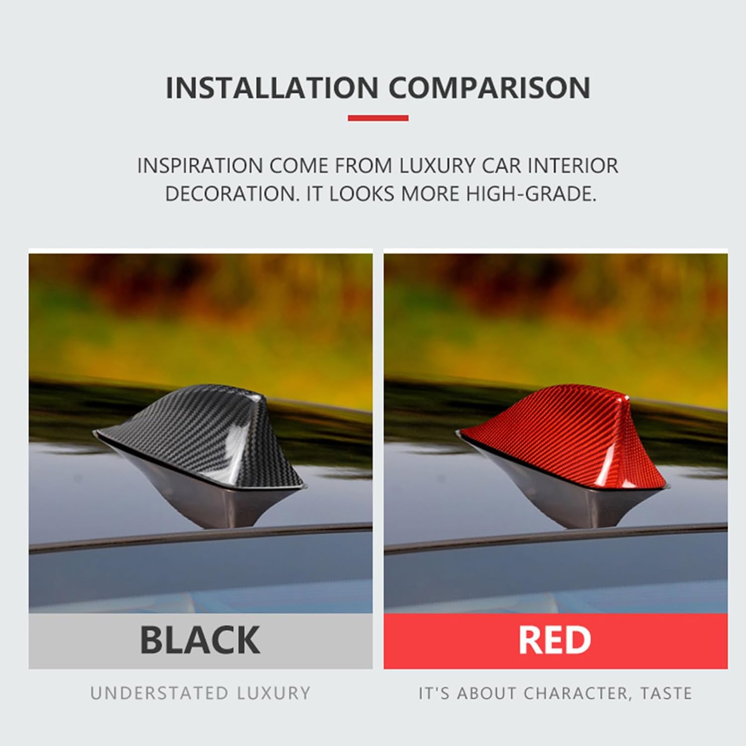 Real Carbon Fiber Car Shark Fin Antenna Cover Trim Compatible with BMW 5 7 Series F01 F02 F04 2008-2015 F10 F18 2009-2016 2017 (Red)
