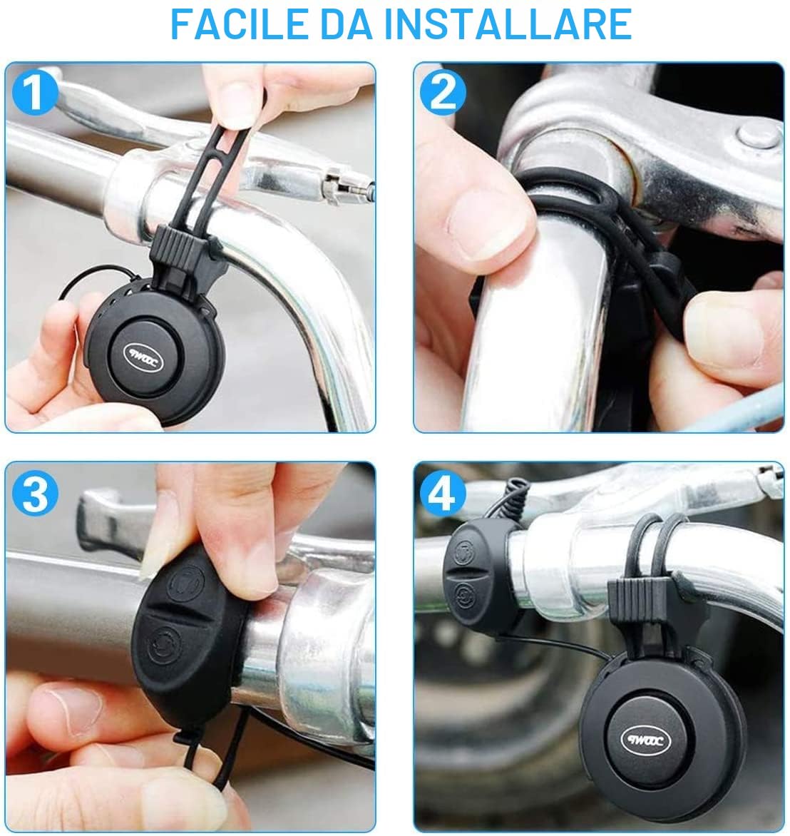 Queta - Campanello per Bicicletta,USB Mini Bicicletta,IP65 + Anti-Polvere + Anti-Drop, per Bicicletta da Strada/BMX, in ABS