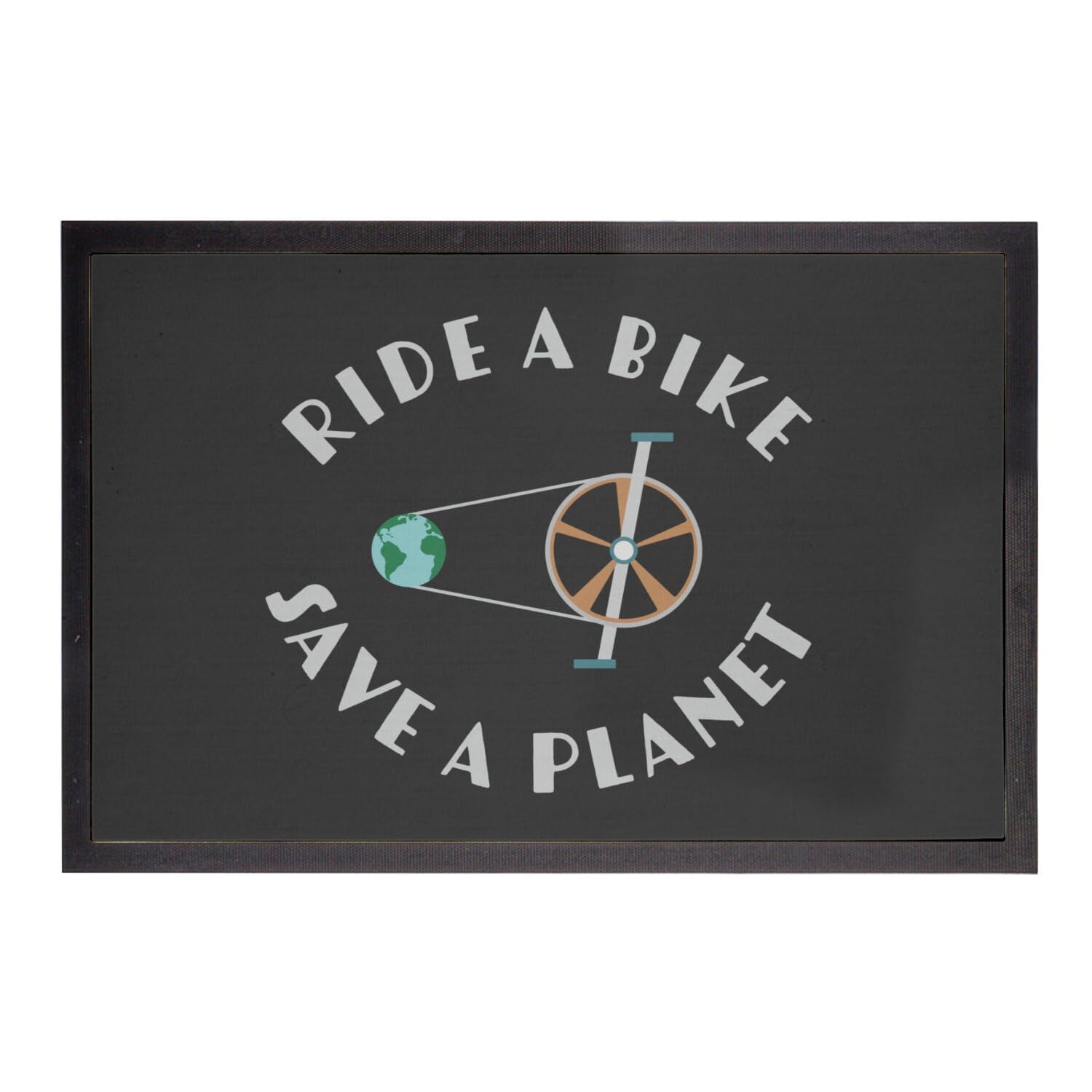 Paillasson noir vélo vert design écologie 75x50cm aux finitions soignées