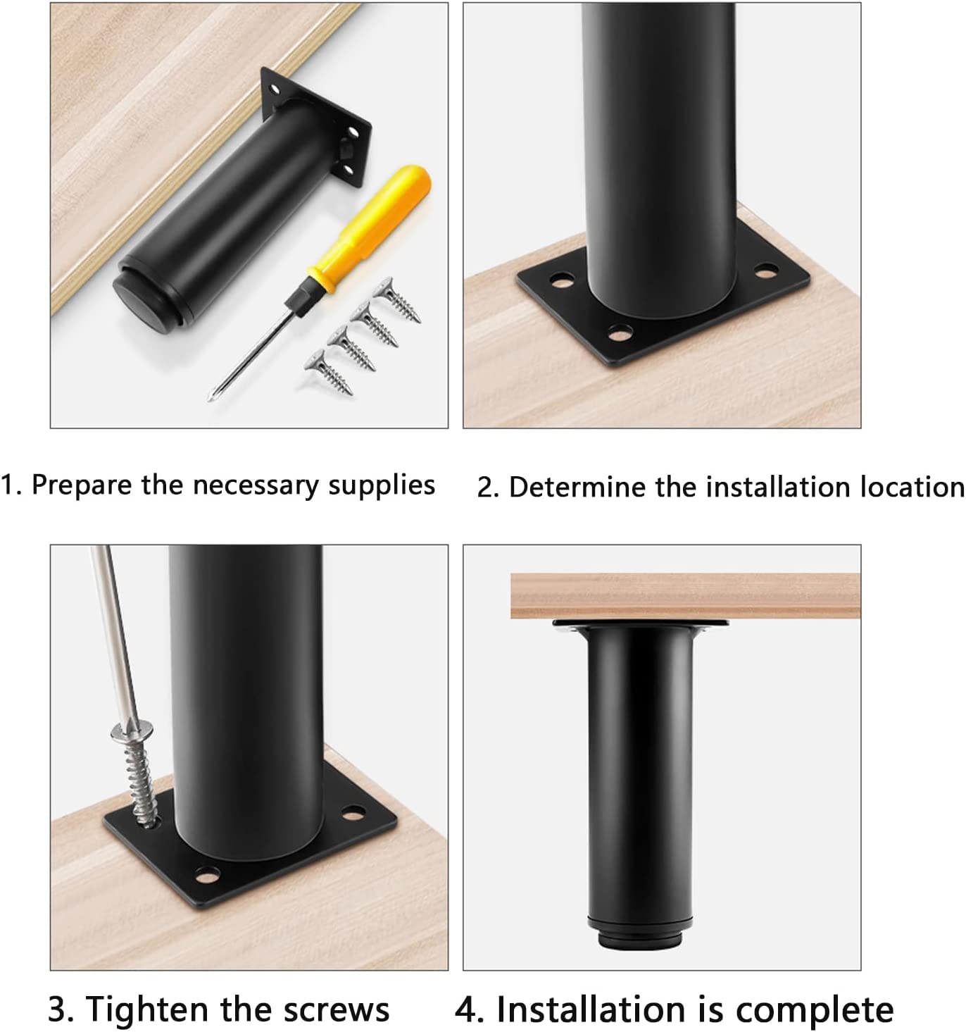 Pezzi Gambe for mobili in acciaio inossidabile, piedini for divani in metallo, gambe di supporto for armadietti da bagno, piedini for mobili regolabili, for tavolo, mobile TV, comodini, comò, con viti