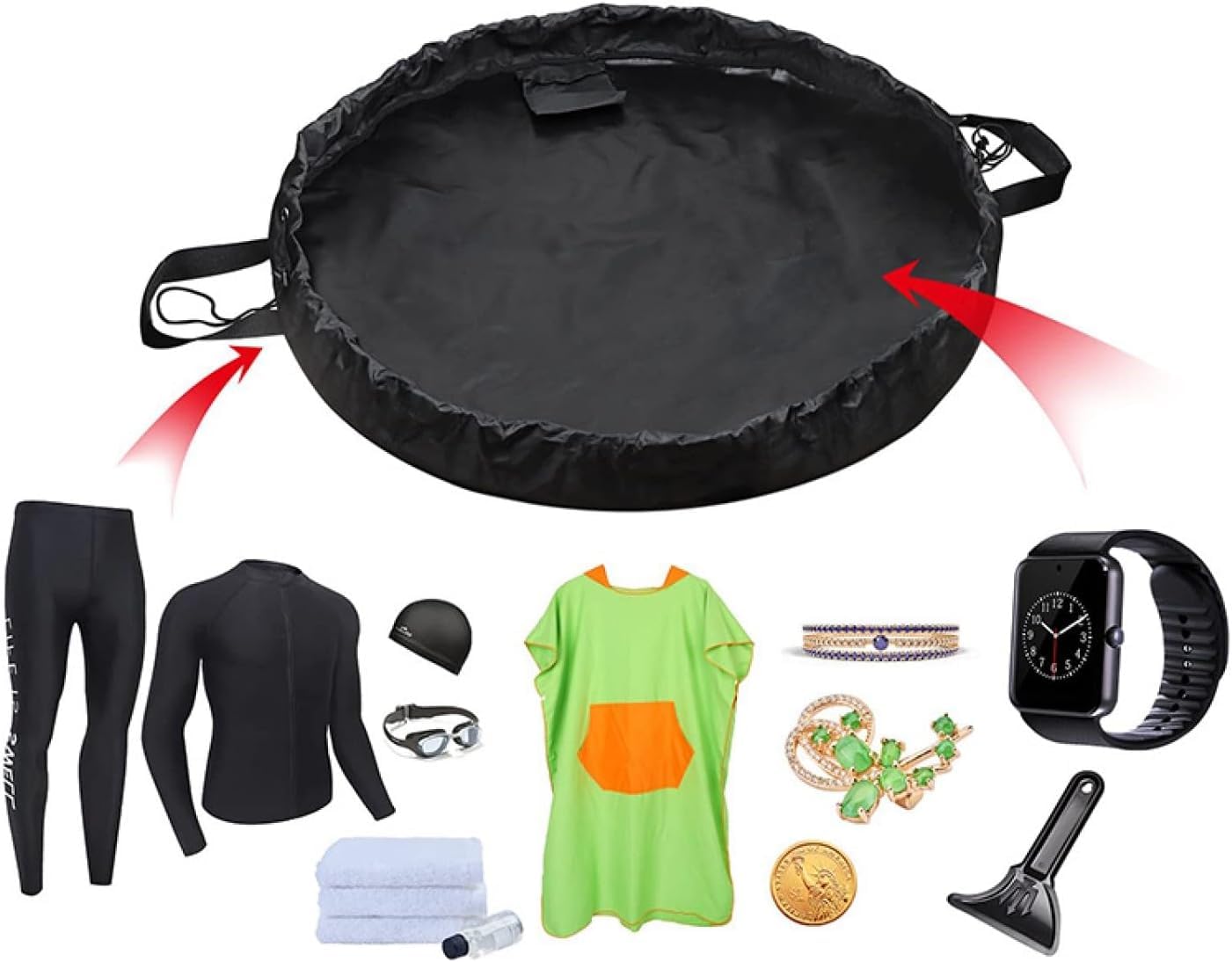 Borse per Attrezzatura da Nuoto,Borsa portaoggetti per Il Surf da Spiaggia, Tasca con Coulisse in Poliestere, Custodia impermeabile per muta, Tappetino per spogliatoi e Borsa Impermeabile