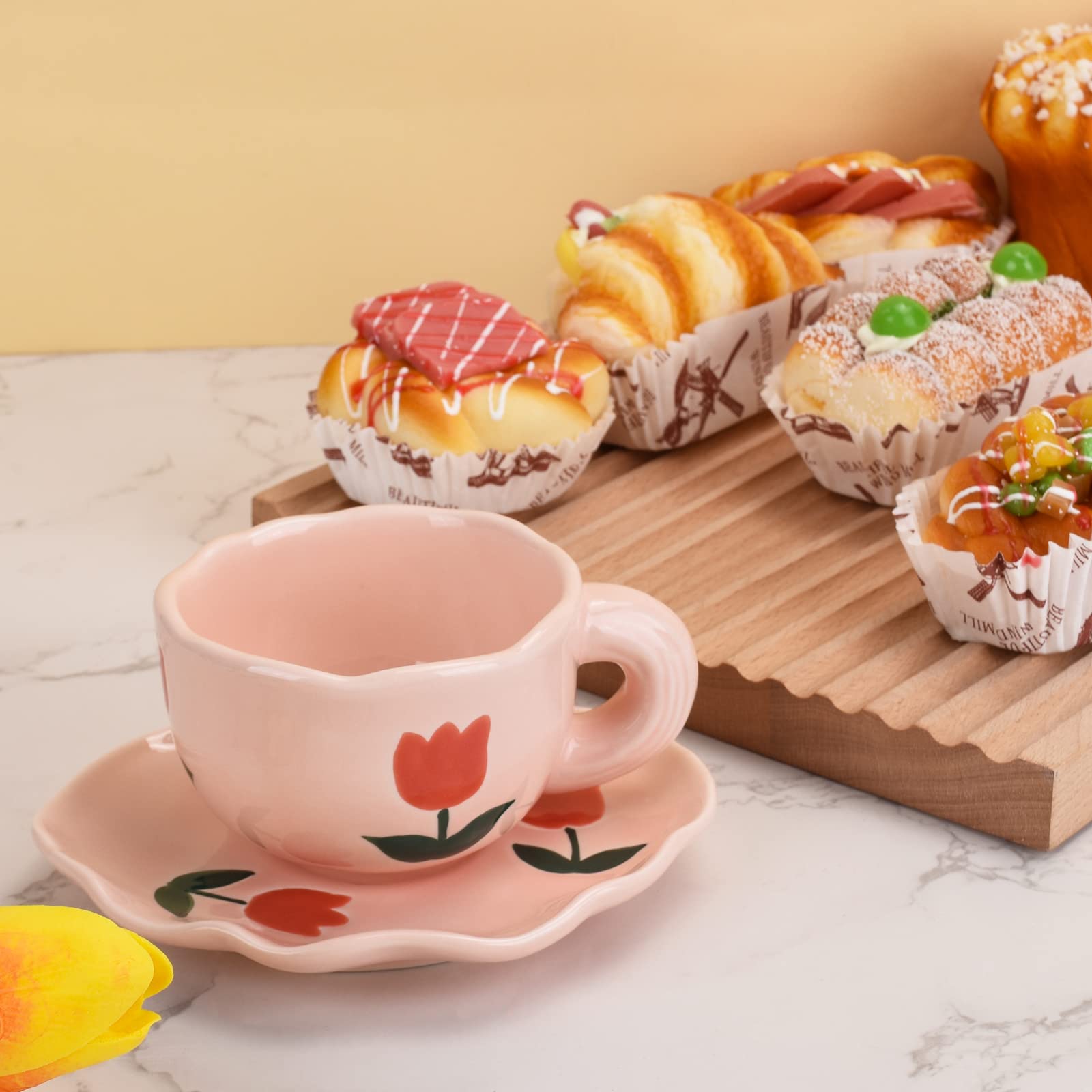 Koythin Ceramic Coffee Mug with Saucer Set - Image 3