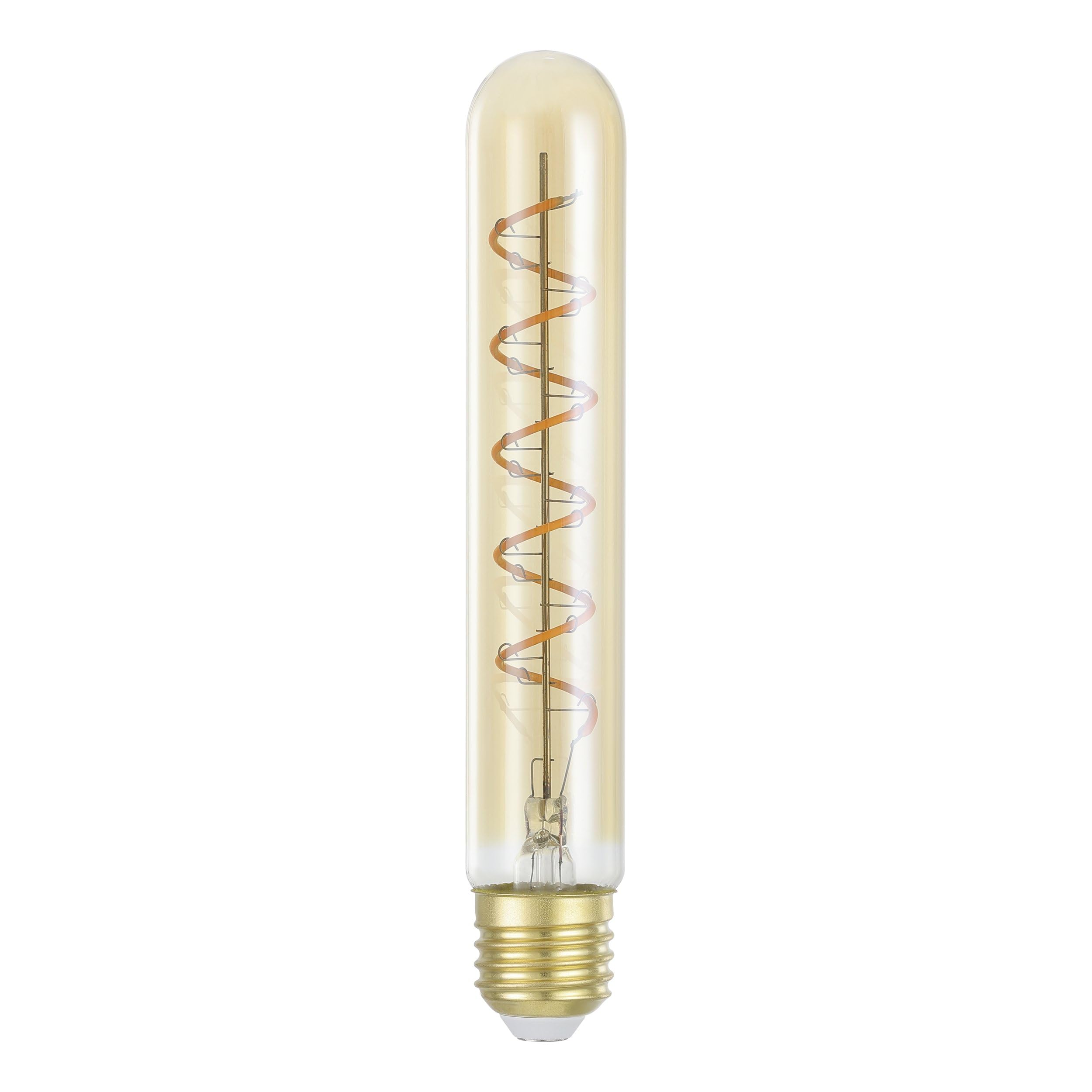 Eglo Dimmable E27 LED Tube, Amber Vintage Spiral Filament Light Bulb | Edison lamp for retro lighting, 4 watt, 180 lumen, warm white glow, 1600 Kelvin, T30, Ø 1.2"
