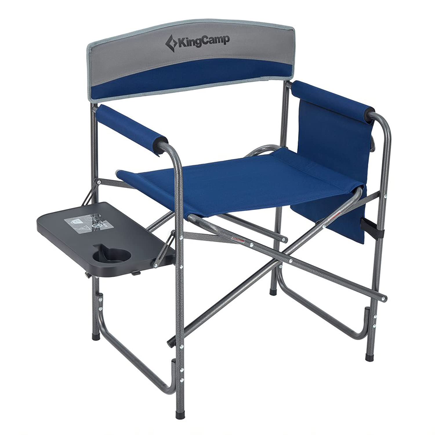KingCamp KC1904_Navy/Black Compact Camping Director Padded Folding Chair w/Side Table, Cup Holder, &