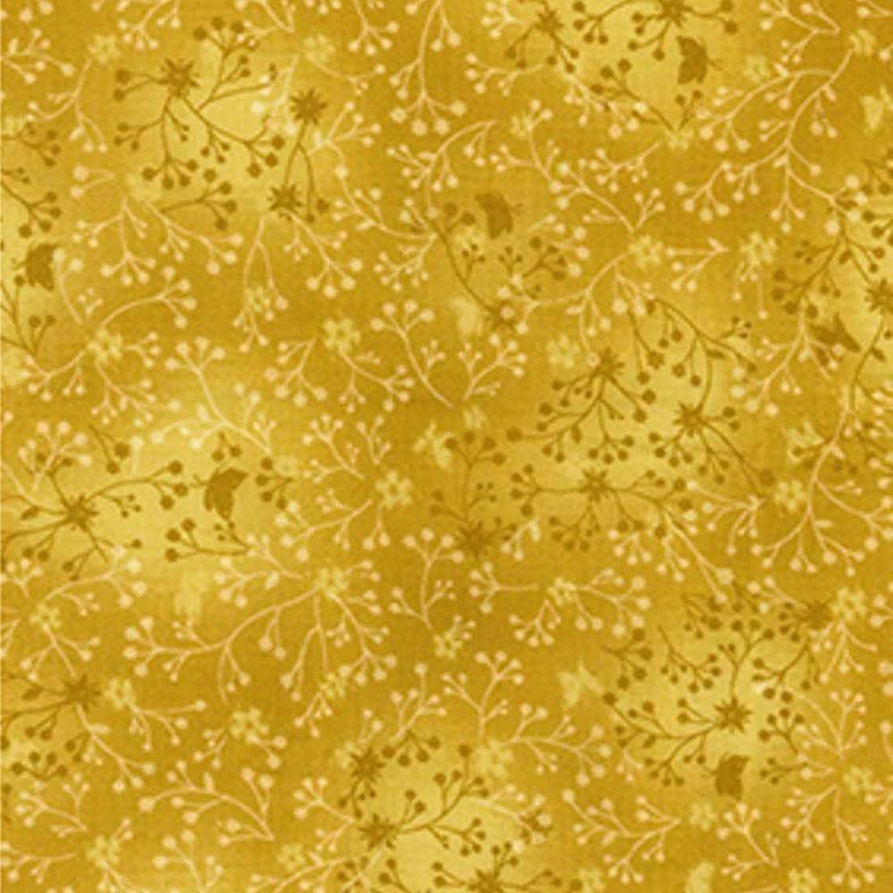 Oh Sew Crafty Limited Antique Gold 100% Cotton Fabric Flutter Cotton Blender Floral Flower (Per Metre) (Antique Gold)