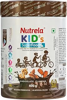 Nutrela Kids Protein Powder - 400g, Chocolate Flavour | Helps in Memory and Brain Development | Improve Muscle Mass, Bone Price In India