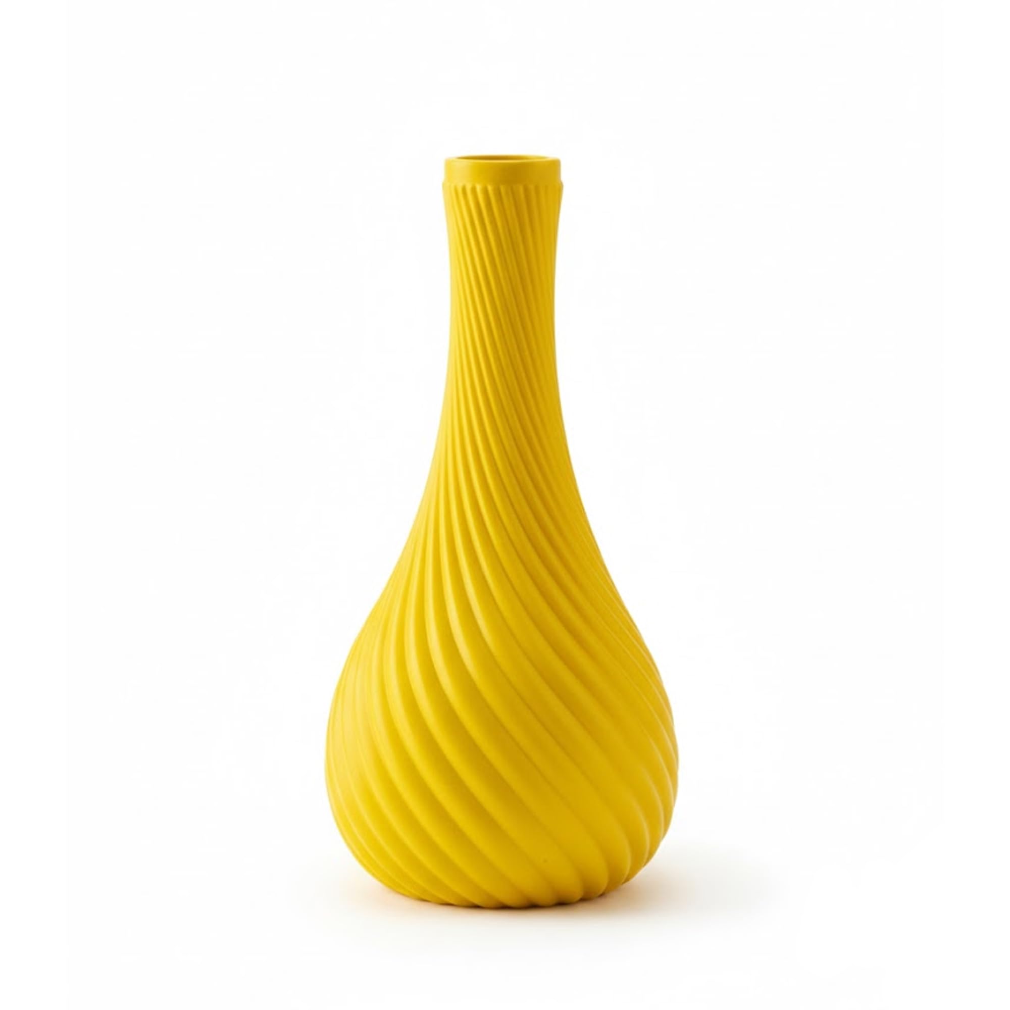 Ryme Modern Decorative Flower Vase for Pampas Grass & Dried Flowers | Minimalist Home & Office Decor Centerpiece | Handcrafted Designer Vase (Multiple Designs & Colors) (1, Yellow, Spiral Twisted)-image-28